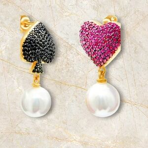 14k Sterling Crystal and Pearl Earrings